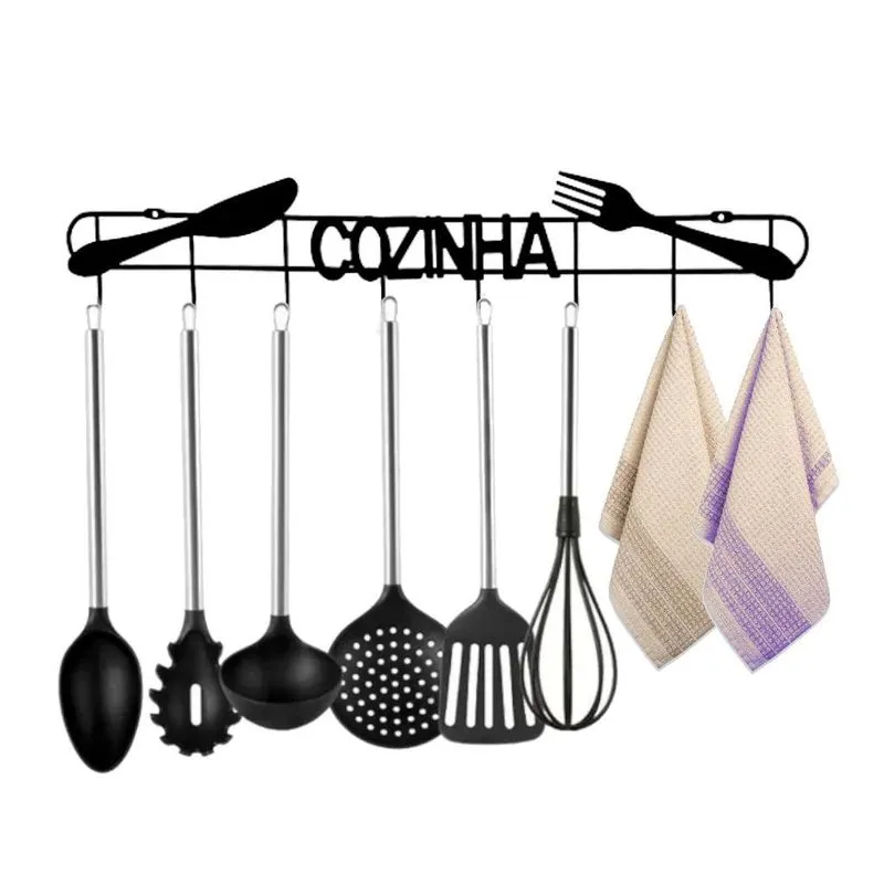 Porta Pano De Prato Cozinha Suporte Multiuso 8 Ganchos