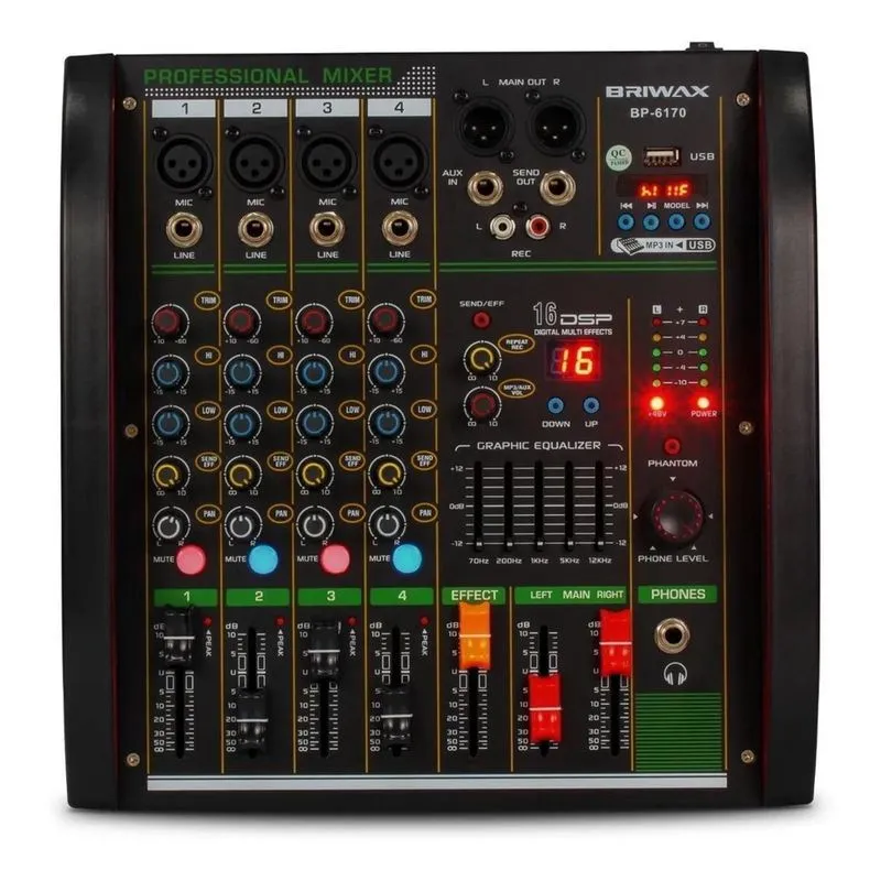 Mesa Som 4 Canais Dj Efeitos Bluetooth Display Em Led