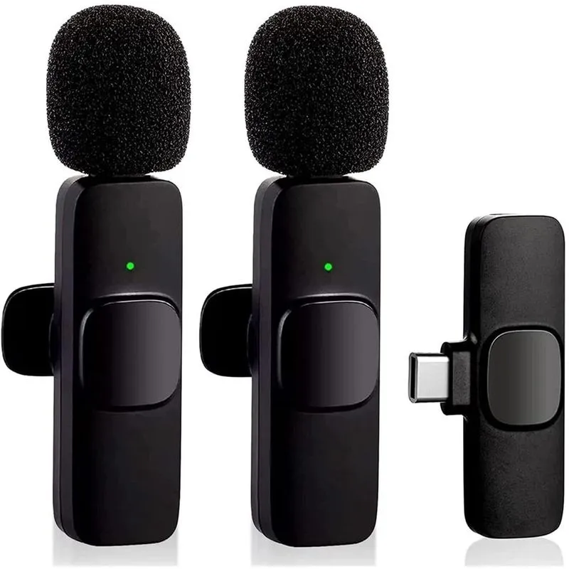 Kit 2 Microfone Lapela Transmissão Reunião Palestra Vídeo YouTube TikTok compativel Usb C