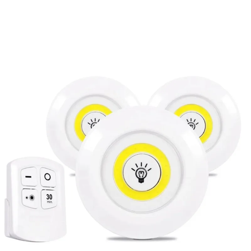 Lampada Led Luminaria Sem Fio Controle Remoto Kit Com 3 Spot