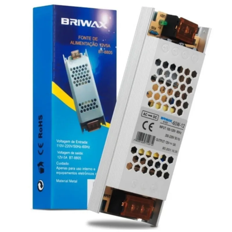Fonte Slim Colmeia Briwax 12V 60W 5A Bivolt - BT-8805