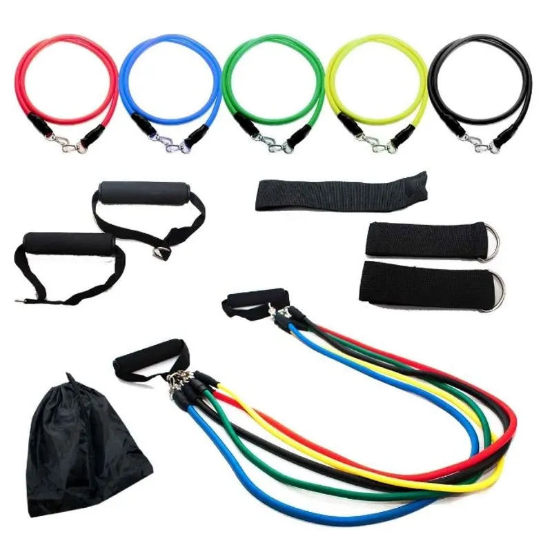 Kit Elástico Tubing De Resistência Elásticos Com 11 Peças