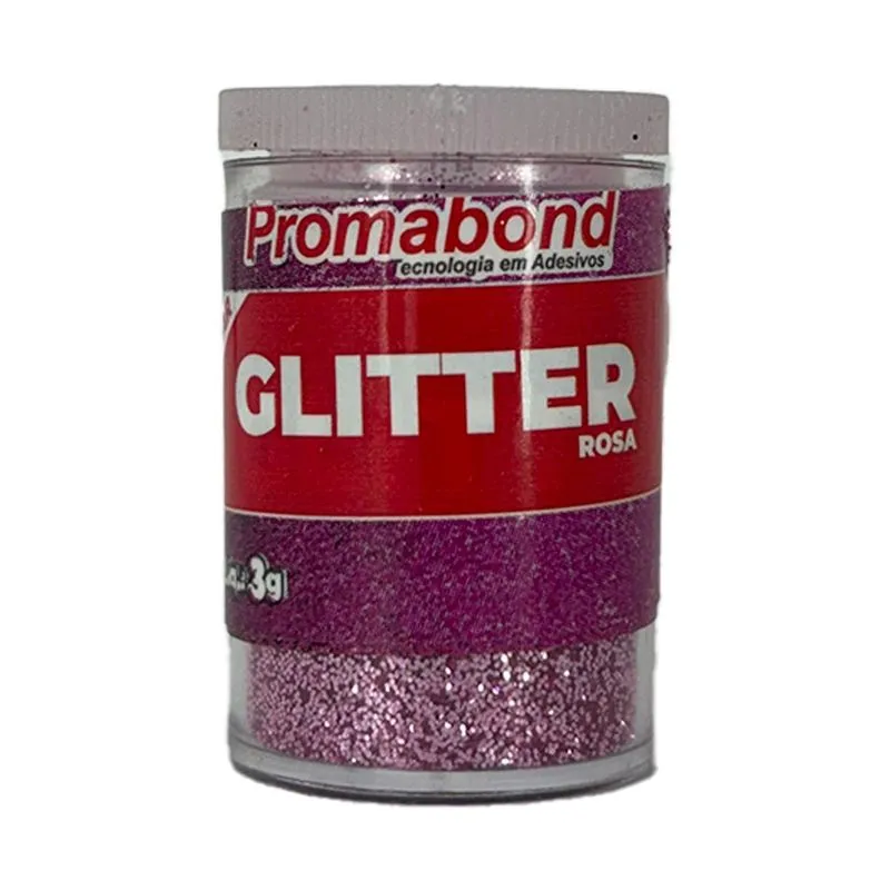 Glitter Escolar Brilhante Cores Vibrantes Rosa