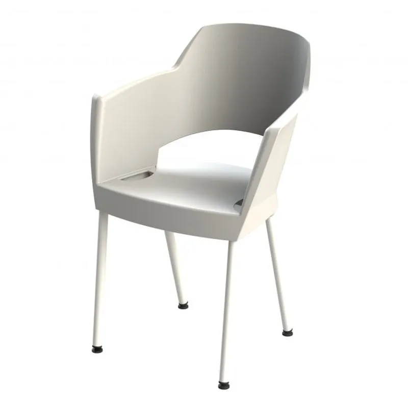 Cadeira com Braços Pés Aço Polipropileno Queen City Design Branco