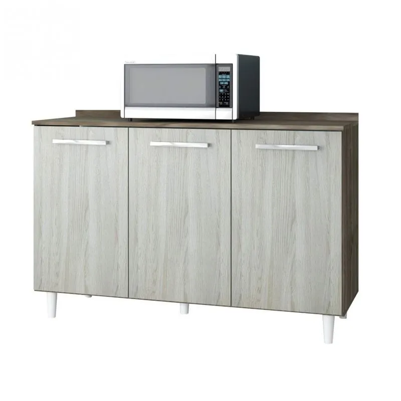 Balcão de Cozinha 3 Portas Napoli Darmovel Castanho/Malbec
