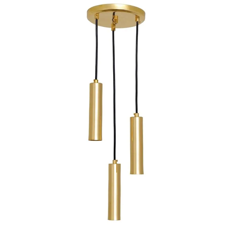 Pendente Tubular Triplo 20cm Dourado