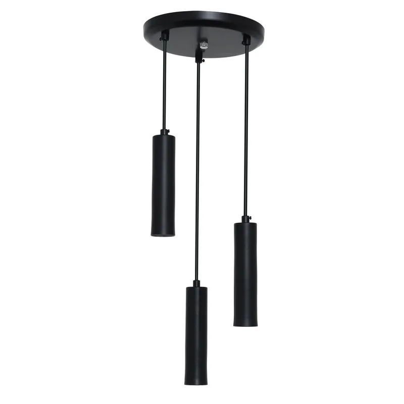 Pendente Tubular Triplo 20cm Preto