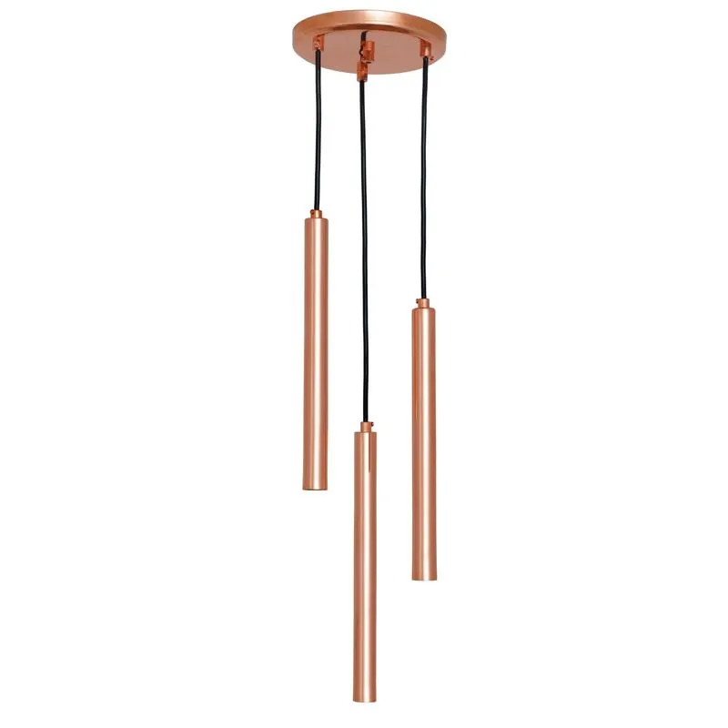 Pendente Tubular Triplo 40cm Cobre