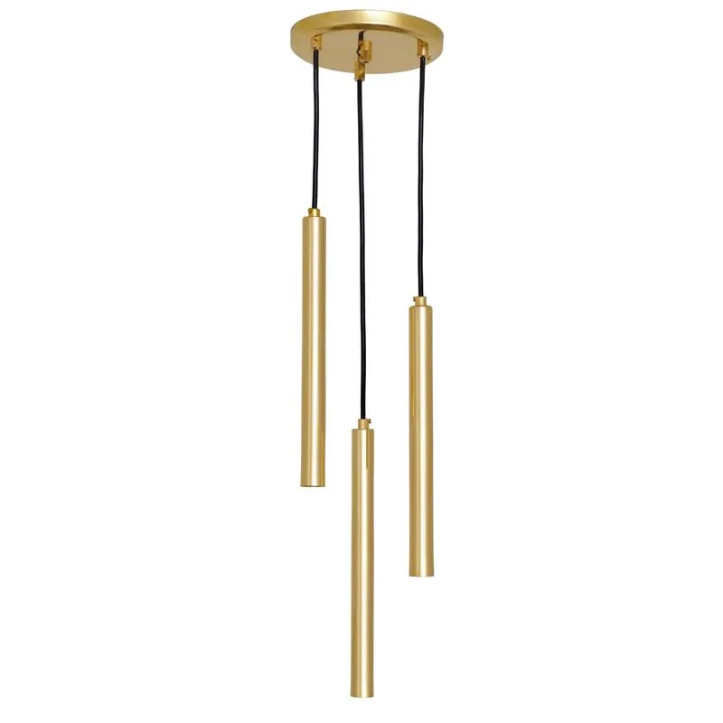 Pendente Tubular Triplo 40cm Dourado