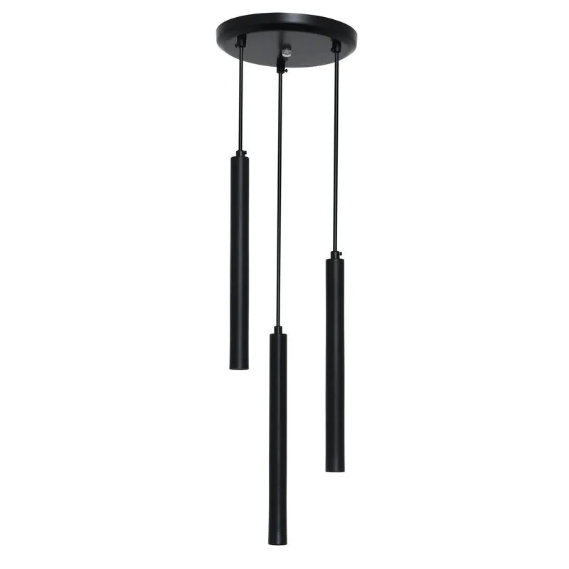 Pendente Tubular Triplo 40cm Preto