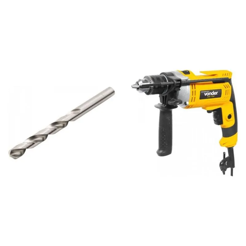 Kit Ferramentas Espresso Móveis com Furadeira de Impacto 1/2 Polegadas 127V e Broca de Aço Rápido 89mm 391785 Amarelo