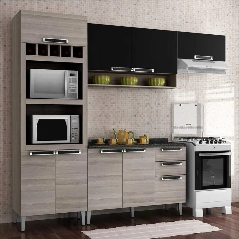 Cozinha Completa 4 Peças com Fogão 4 Bocas Acendimento Automático Josy JZ Itatiaia Coimbra Bege/Preto