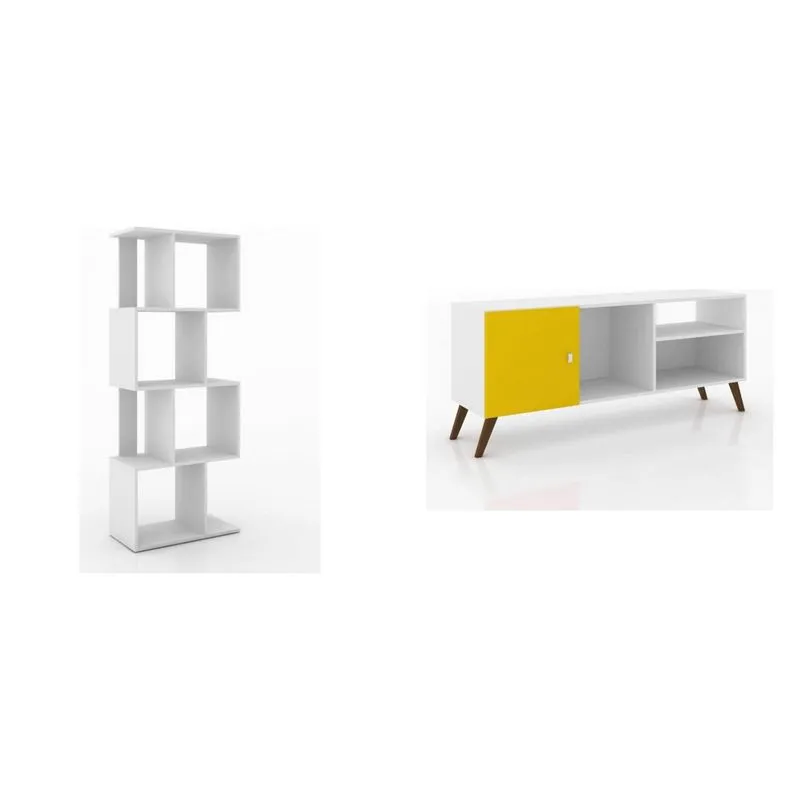 Sala de Estar Completa MadeiraMadeira com Estante e Rack 380788 Branco