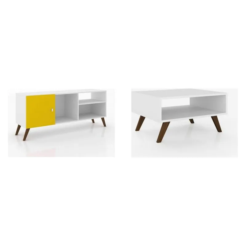 Sala de Estar Completa MadeiraMadeira com Mesa e Rack 380792 Branco