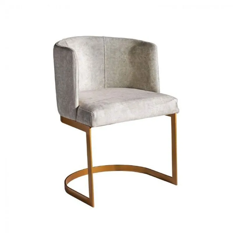 Cadeira Acolchoada e Base de Aço Classic Grebel Móveis Dourado/Linho Cru