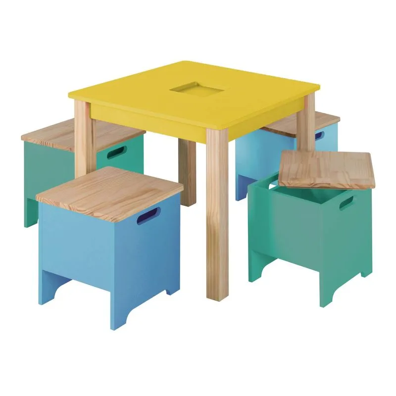 Mini Móvel Infantil Mesa com Banquinhos Amarelo Espresso Móveis