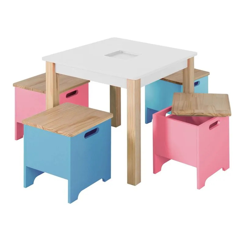 Mini Móvel Infantil Mesa com Banquinhos Branco Espresso Móveis