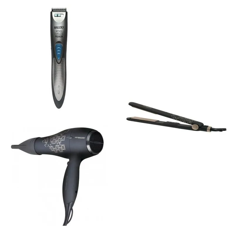 Conjunto com Secador, Chapinha e Cortador de Cabelos 220V MadeiraMadeira Preto