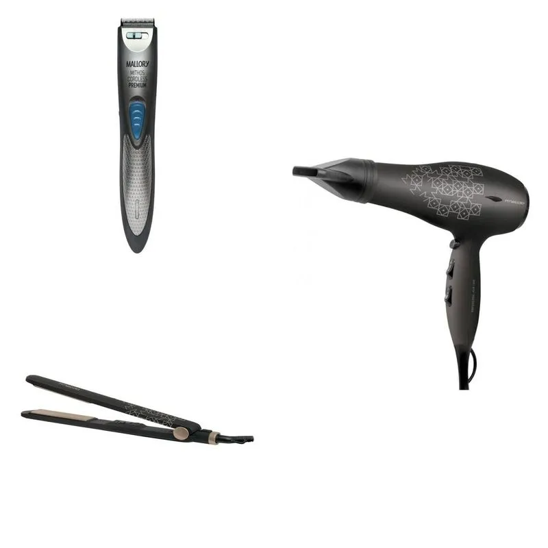 Conjunto com Secador, Chapinha e Cortador de Cabelos 127V MadeiraMadeira Preto