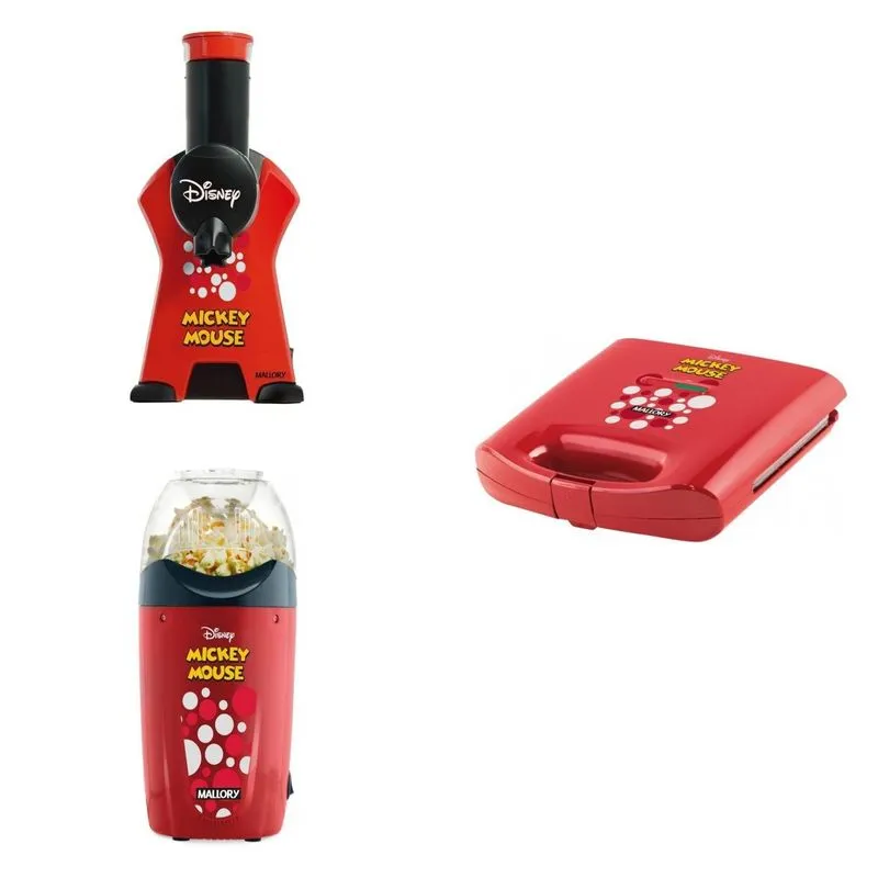 Conjunto com Sanduicheira Grill, Pipoqueira e Sorveteira Mickey Mouse 220V MadeiraMadeira Vermelho