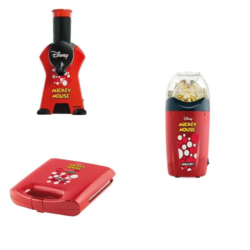 Conjunto com Sanduicheira Grill, Pipoqueira e Sorveteira Mickey Mouse 127V MadeiraMadeira Vermelho