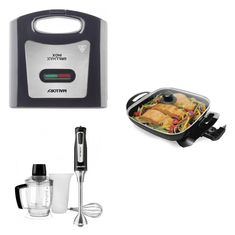 Conjunto com Panela Elétrica, Sanduicheira Grill e Mixer 127V MadeiraMadeira Preto