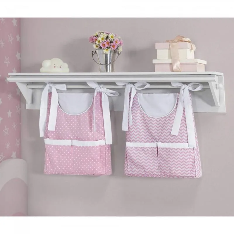 Kit Porta Fralda 2 Peças Nanda Isadora Design Rosa/Branco