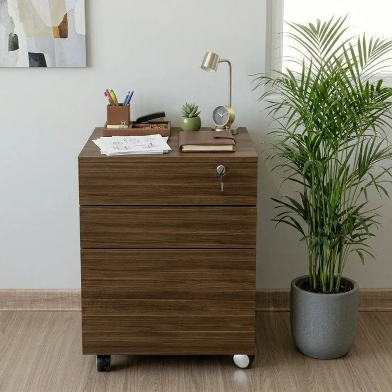 Gaveteiro Arquivo 48,8x64,5cm com Chave e Rodízio ME4148 Marrom/Nogal Nogal