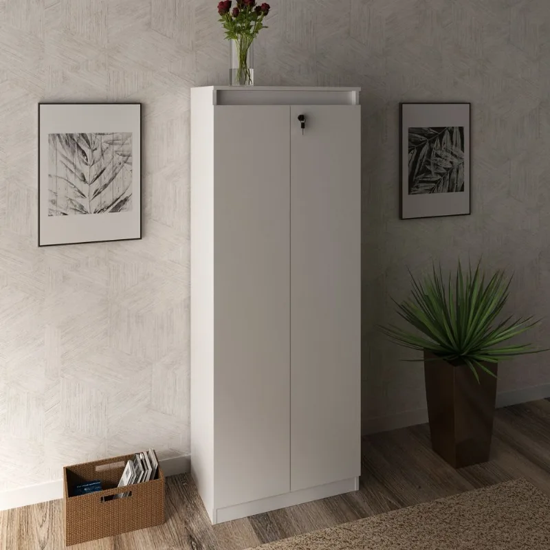Armário para Escritório com 2 Portas com Chave ME4151 Tecno Mobili Branco Branco