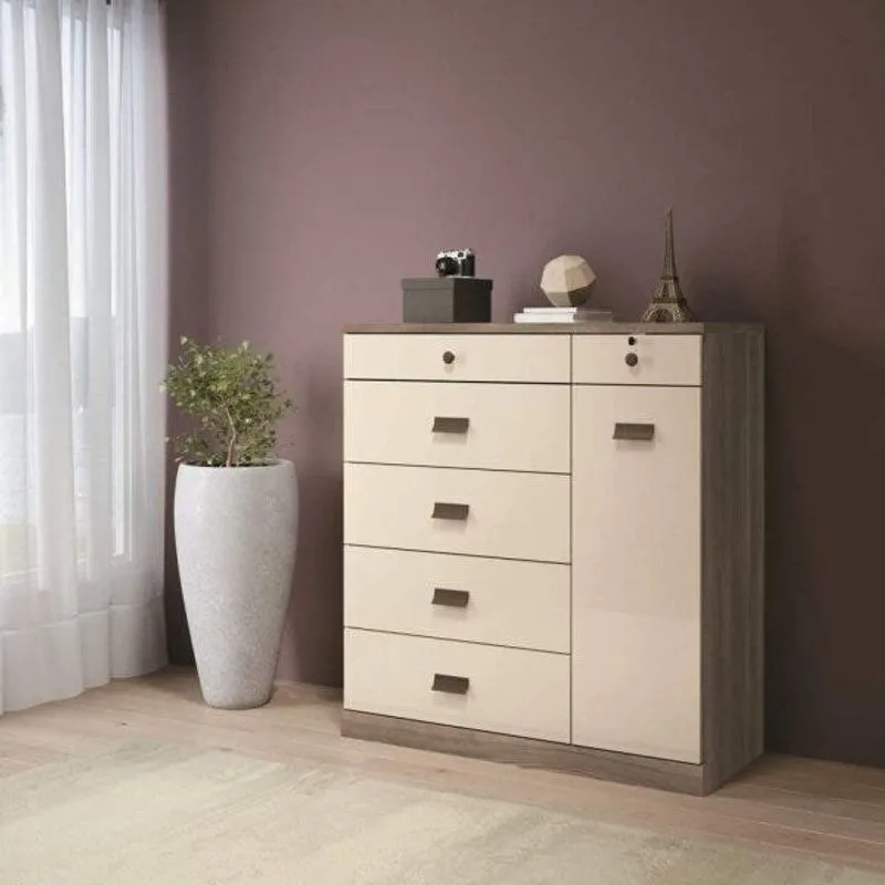 Cômoda 6 Gavetas Bristol 1.6 Santos Andirá Castanho/off White