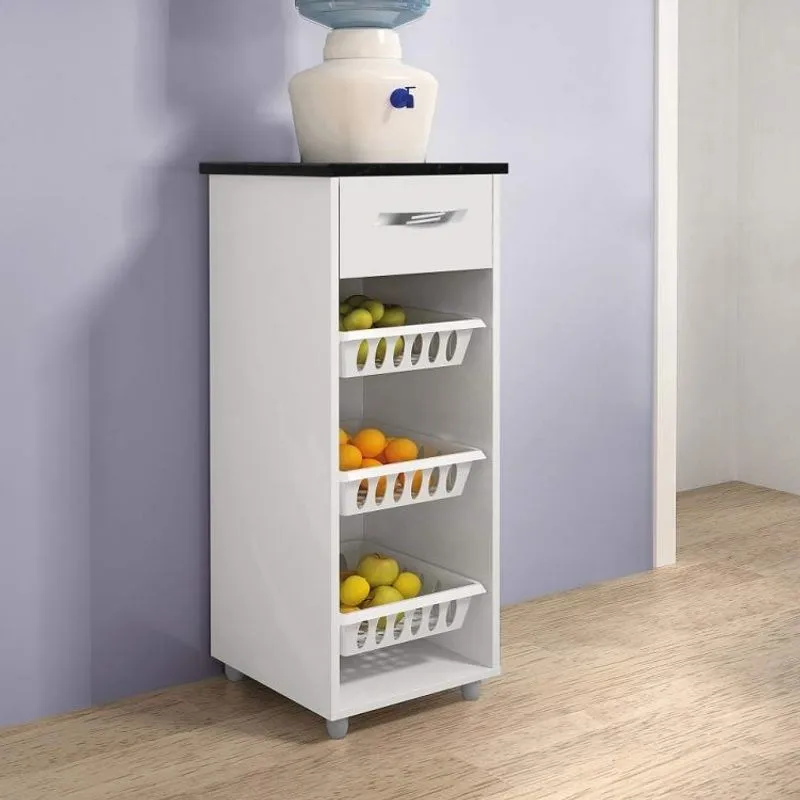 Fruteira 1 Gaveta Mini Croácia CHF Branco/Branco/Preto