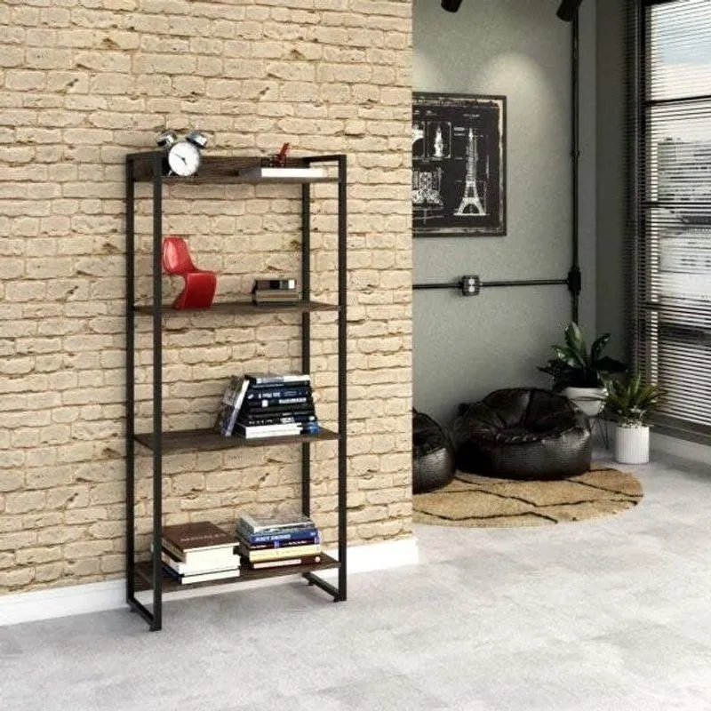 Estante Multiuso 4 Prateleiras 60cmx146cm Dynamica Compace Carvalho Dark