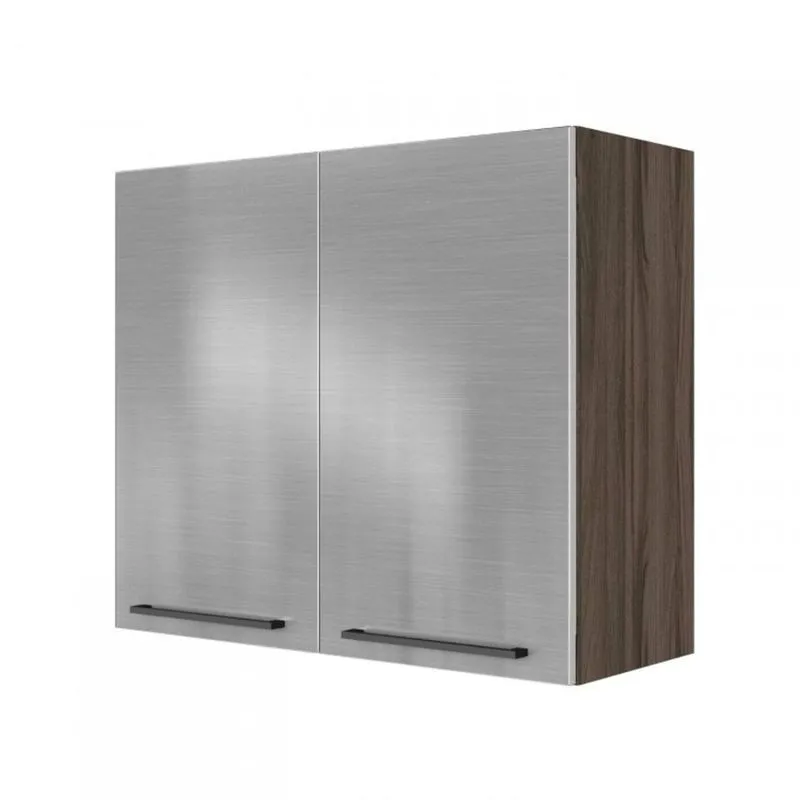 Armário Aéreo 2 Portas 80cm Gourmet G3 itatiaia Nogal Terracota/Aço Inox