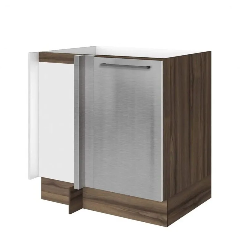 Balcão para Cozinha Canto 1 Porta Gourmet G3 Itatiaia Nogal Terracota/Inox