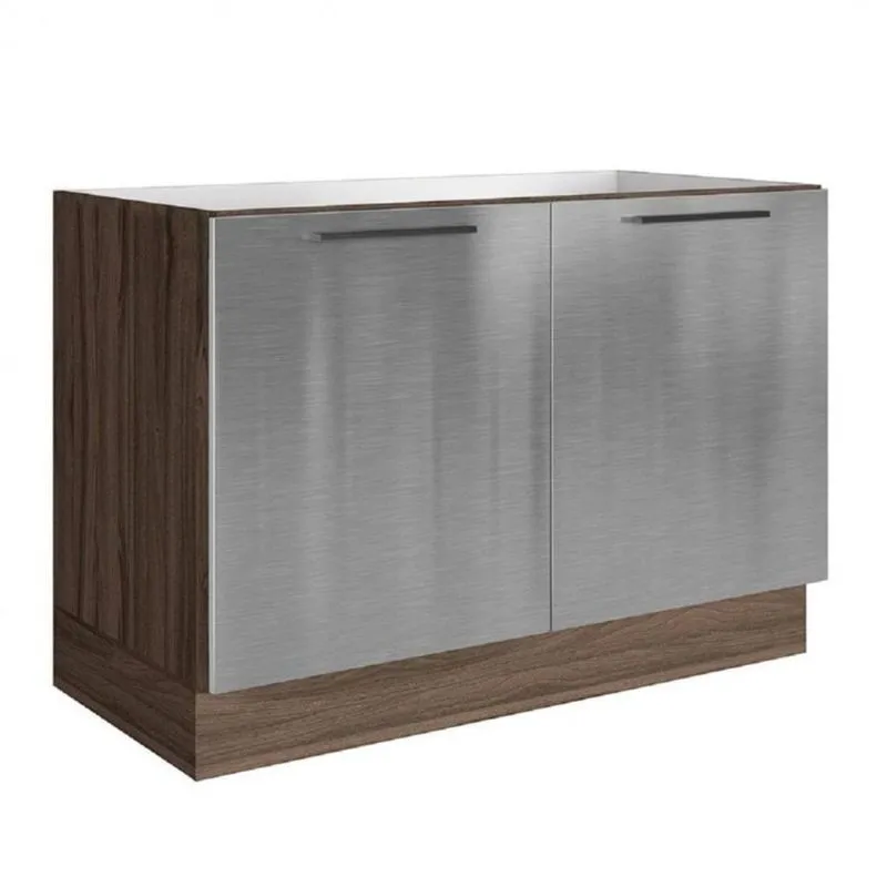 Balcão para Cozinha 2 Portas Gourmet G3 Itatiaia Nogal Terracota/Inox
