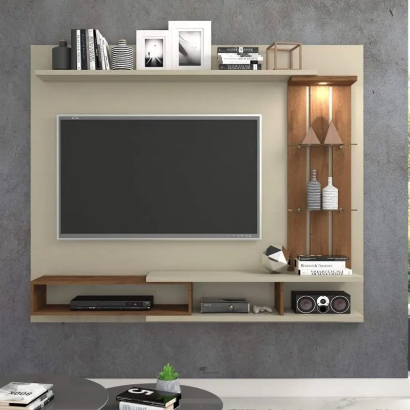 Painel Para TV até 79 Polegadas LED Vitória Permobili Off White/Savana