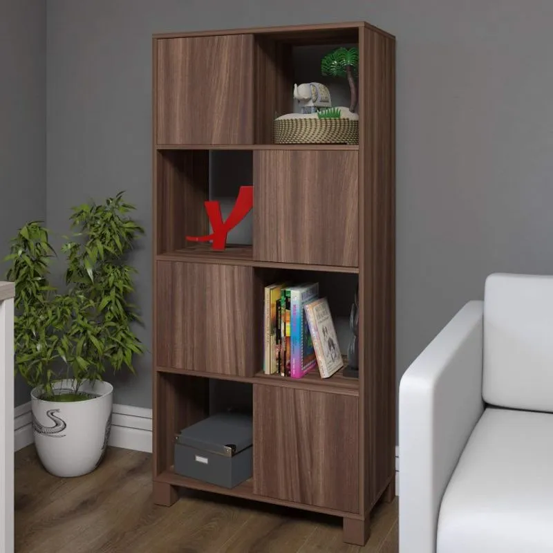 Armário para Escritório 4 Portas 4 Nichos Wally Artany Avelã Ipê