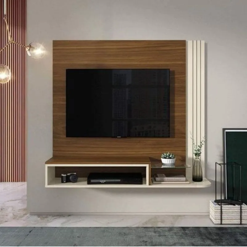 Painel para TV até 48 Polegadas com Nicho Londres Belaflex Freijó/Off White