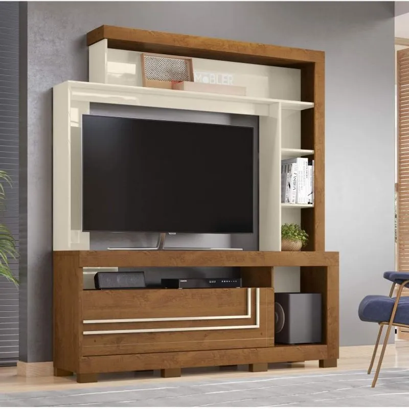 Estante Home para TV até 52 Polegadas 1 Porta Nice Belaflex Nature/Off White