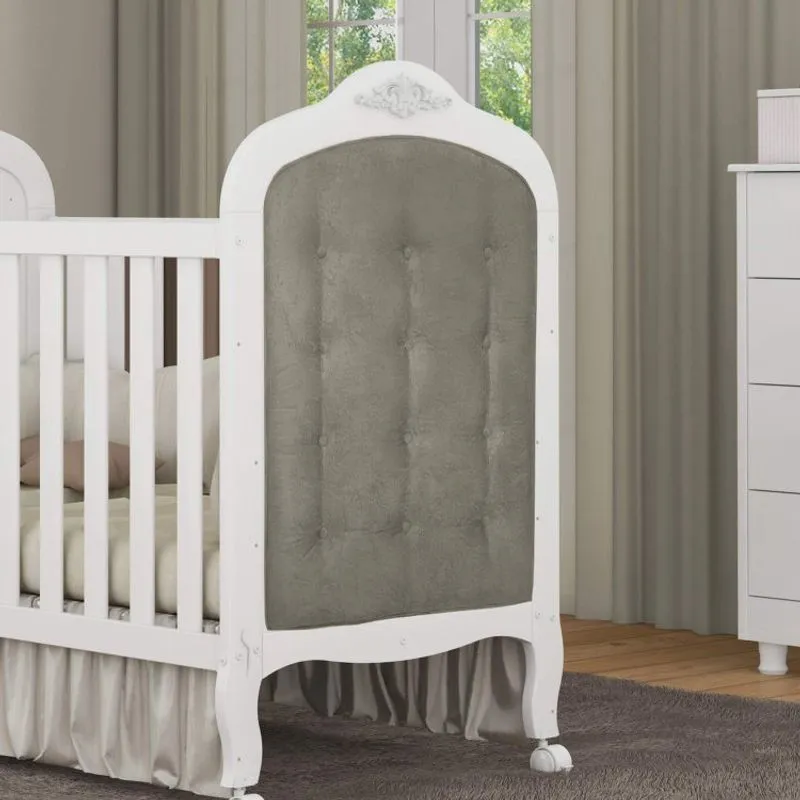 Kit Capitonê Berço 2 Peças Elô Móveis Peroba Veludo Creme
