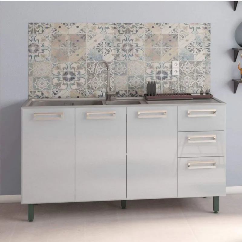 Balcão de Cozinha para Cuba 4 Portas 150cm Dubai Poliman Branco