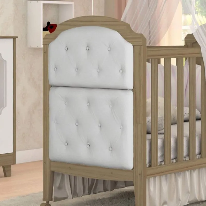 Kit Capitonê Berço 2 Peças Noah Móveis Peroba Corino Branco