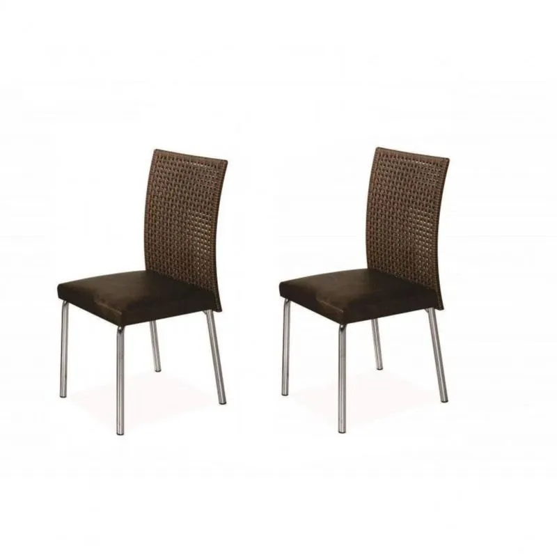 Conjunto com 2 Cadeiras Viana Aço Nobre Móveis Marrom