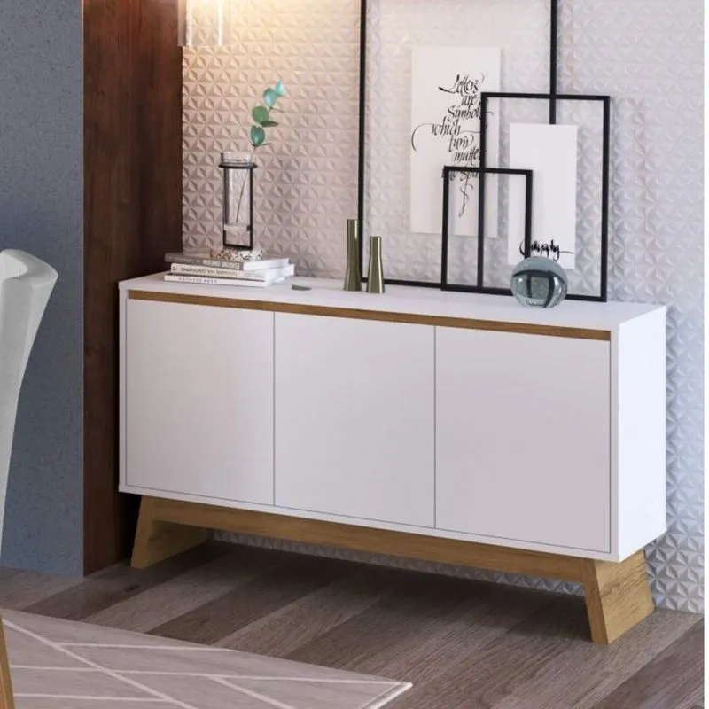 Buffet 3 Portas Paris Artemobili Branco/Freijó