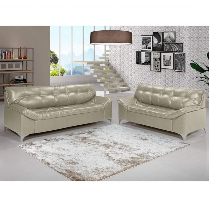 Conjunto de Sofá 3 e 2 Lugares Torckouro Verona Espresso Móveis Marfim