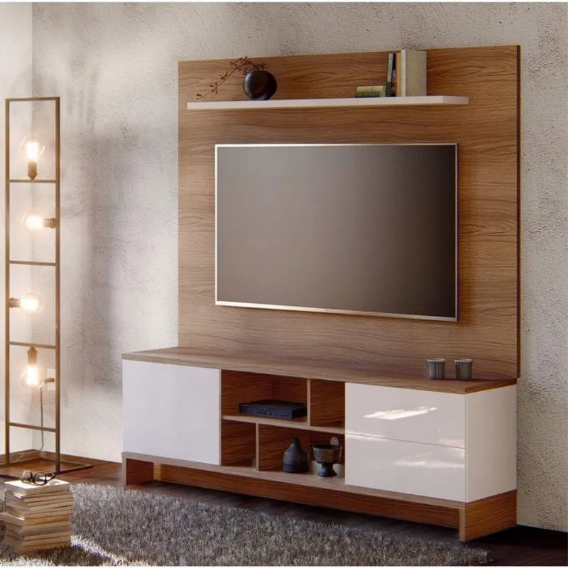Rack com Painel para TV até 60 Polegadas 4 Nichos 2 Gavetas 1 Porta Vivare Casa D Noce/Off White