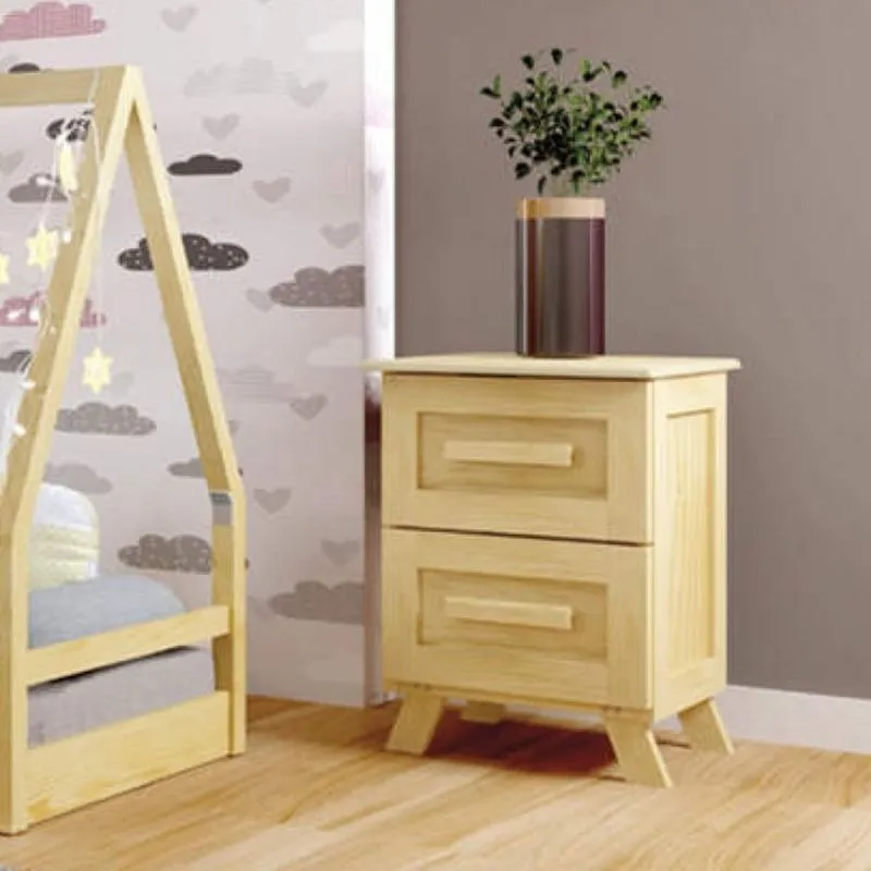 Mesa de Cabeceira 2 Gavetas Jussara Kids Rodmóveis Pinus Natural
