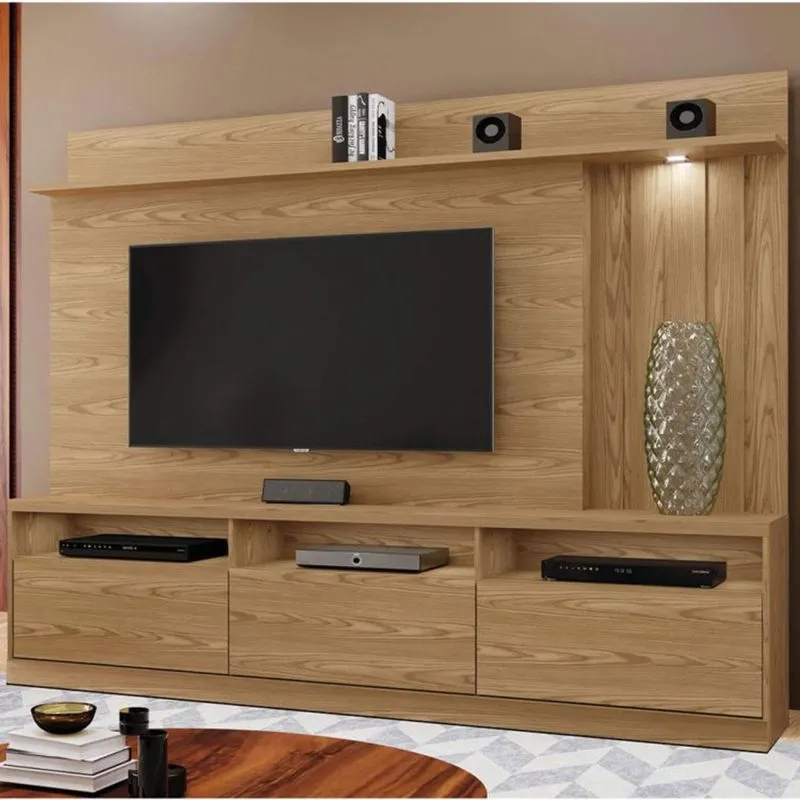 Estante Home para TV até 60 Polegadas 3 Gavetas e Nichos Vancouver Mavaular Damasco Soft
