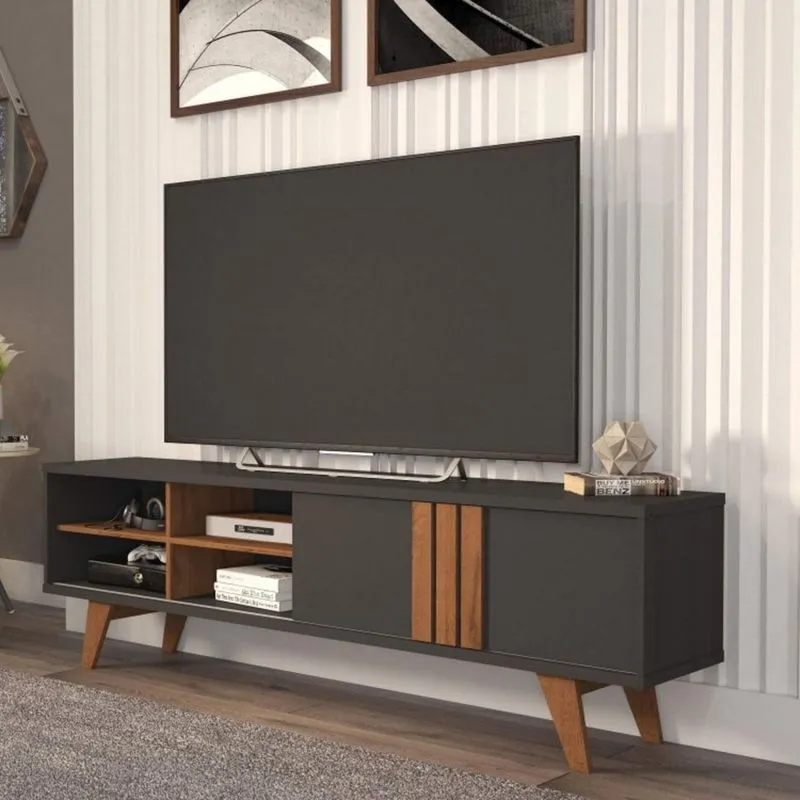 Rack Bancada Para Tv Até 60 Polegadas 1 Porta Linhares Permóbili Cinza/savana