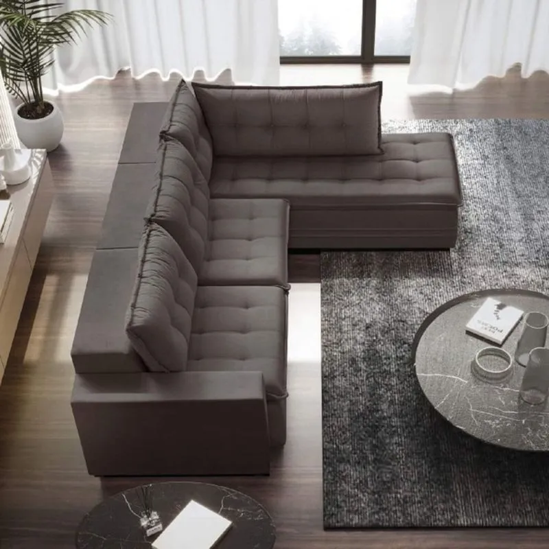 Sofá Retrátil 3 Lugares com Chaise 366cm Presidente Estofart Marrom